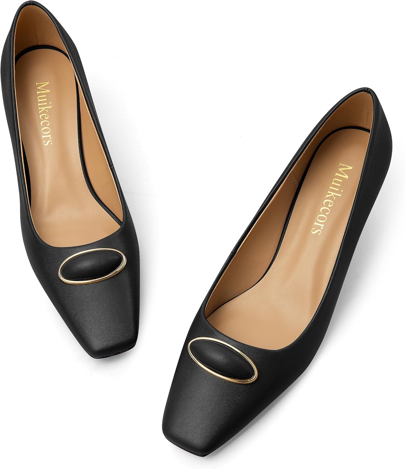 Women's Pumps Kitten Heels for Women Square Toe Low Heel Heels Closed Toe Patent Slip On Pumps Womens Work Dress Office Wedding Party Shoes 2 Inch - Image 3