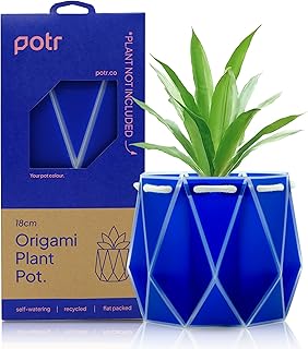POTR Maceta de 18 cm, color azul marino, maceta ecológica de autorriego, cuidado sostenible de macetas de interior, se entrega a través de tu buzón, macetas elegantes
