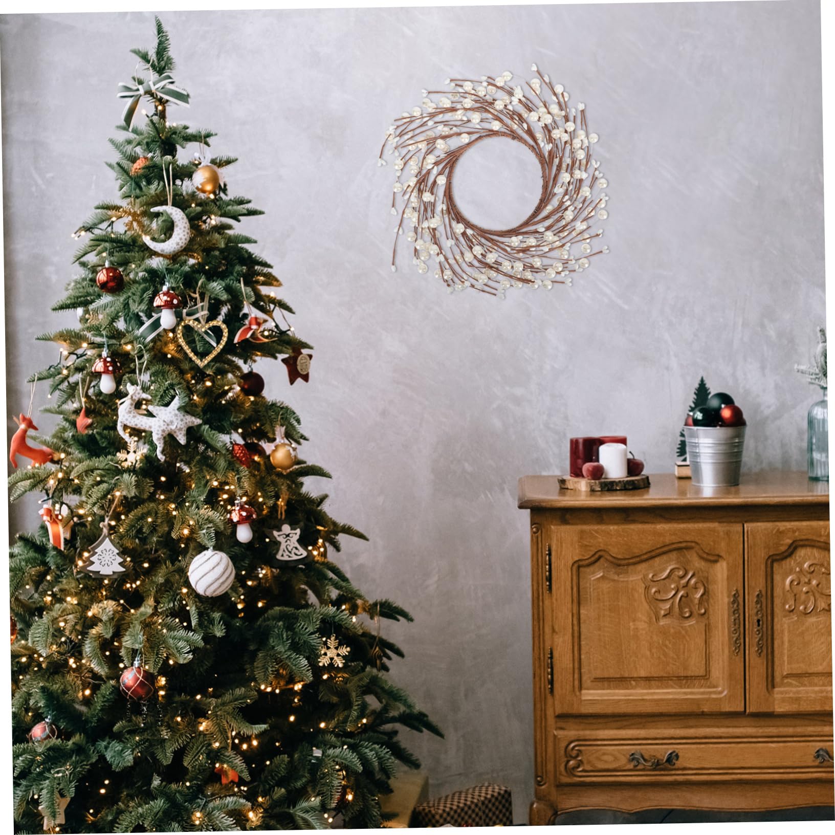 Zerodeko Lot De 2 Couronnes De Noël Artificielles Décoratives Fausses Couronnes À Suspendre Décoration De Porte Festive Accessoire De Décoration pour La Maison