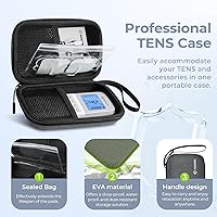 Vista 4 de AUVON Unidad TENS de 4 salidas, estimulador muscular de 24 modos con estuche de viaje EVA, máquina TENS EMS recargable con diseño de botón fácil