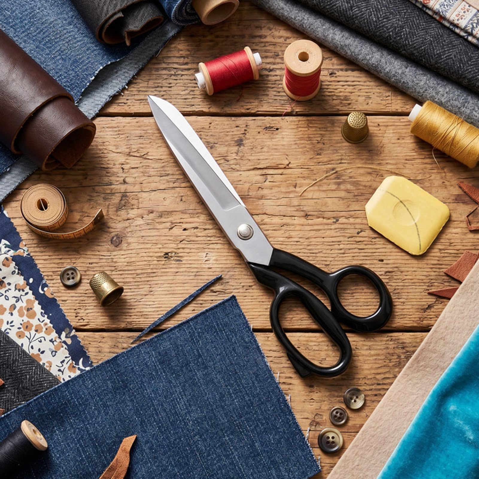 Luocute Robuste Stoffschere, Professionelle Schneiderschere mit Manganstahlklingen Zum Nähen von Leder und Denim (9 Zoll)