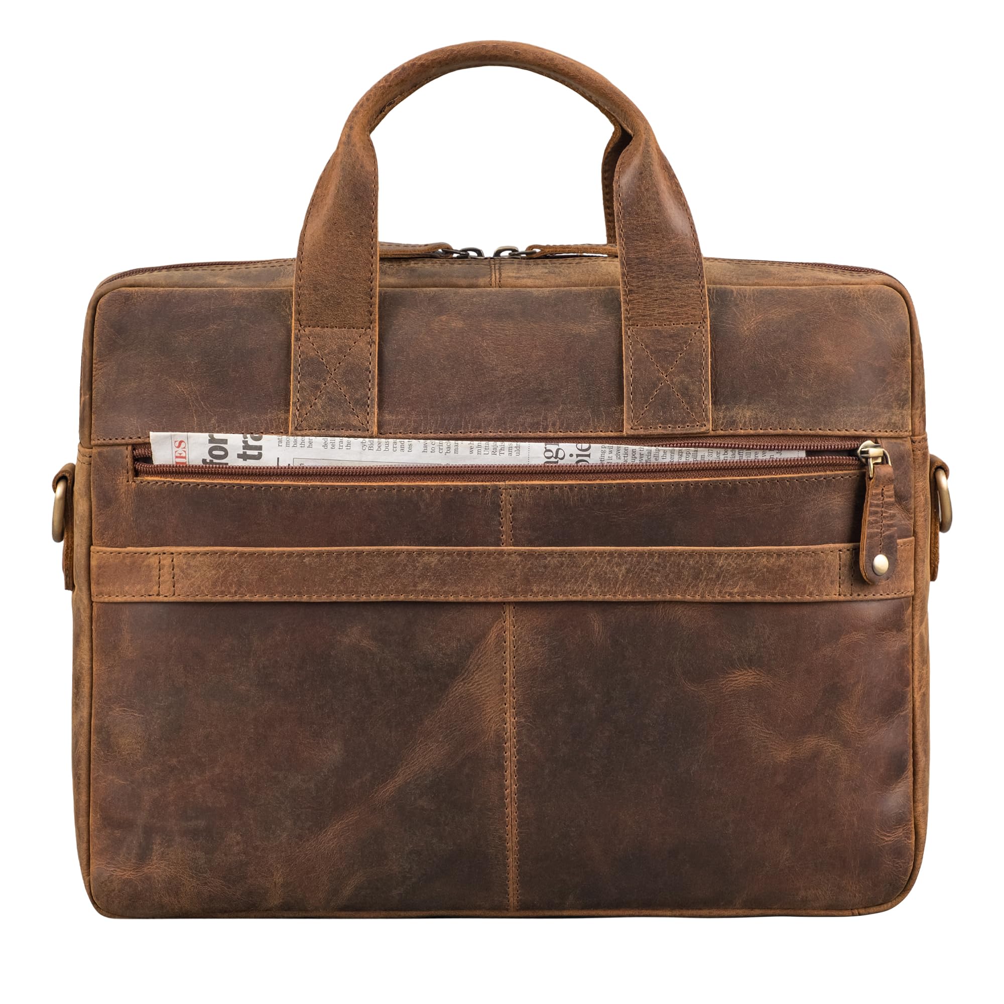 ROYALZ 'Lexington' borsa a tracolla moderna in vera pelle uomo donna medio-grande - borsa piatta in pelle per laptop 13-14,5 pollici da portare a tracolla
