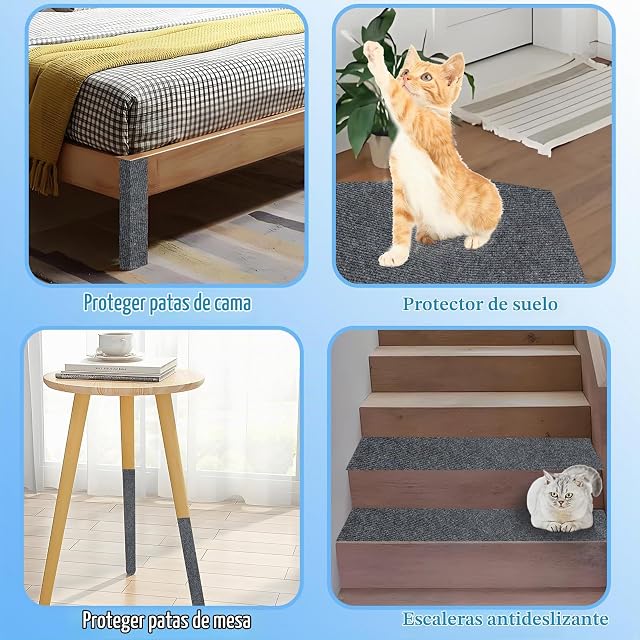 Foto 7 de 8 de 300x40cm Alfombra Rascador para Gatos Grande para Torre,Puerta(Gris Oscuro)