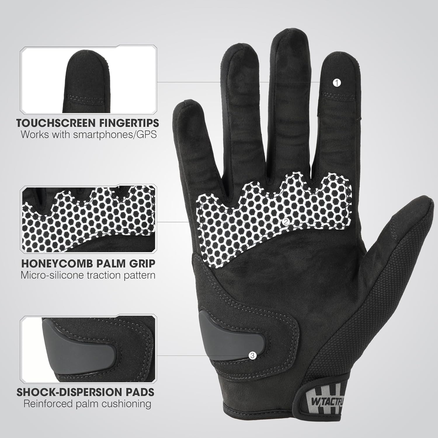 WTACTFUL Lightweight Motorcycle Gloves for Men, Touchscreen Summer Breathable Gloves for Motocross Casual Riding - Image 3
