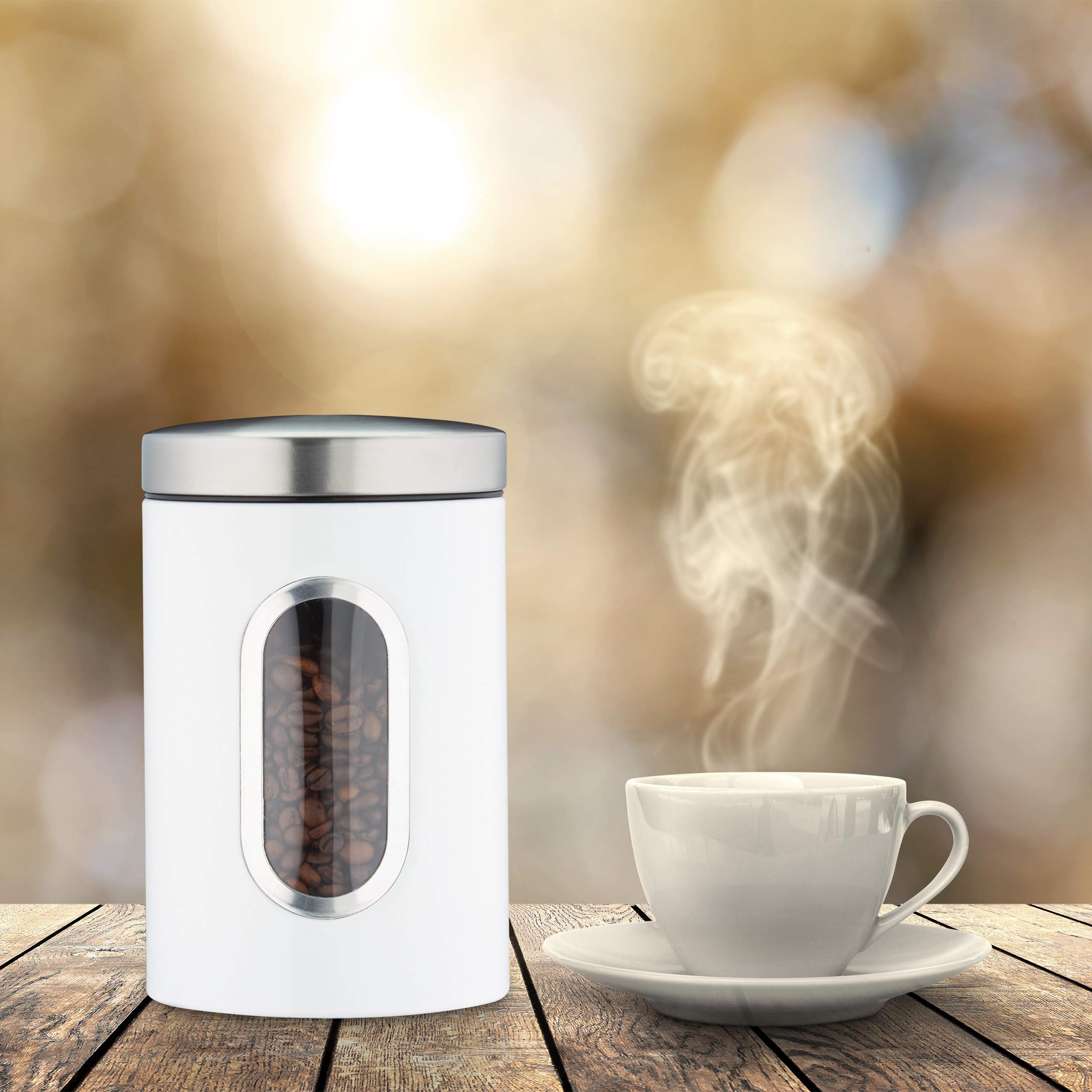 Relaxdays Vorratsdose, Deckel, Sichtfenster, 1,4 L, für Kaffee, Mehl, Pasta, Aufbewahrungsdose Küche, Metall, Farbwahl