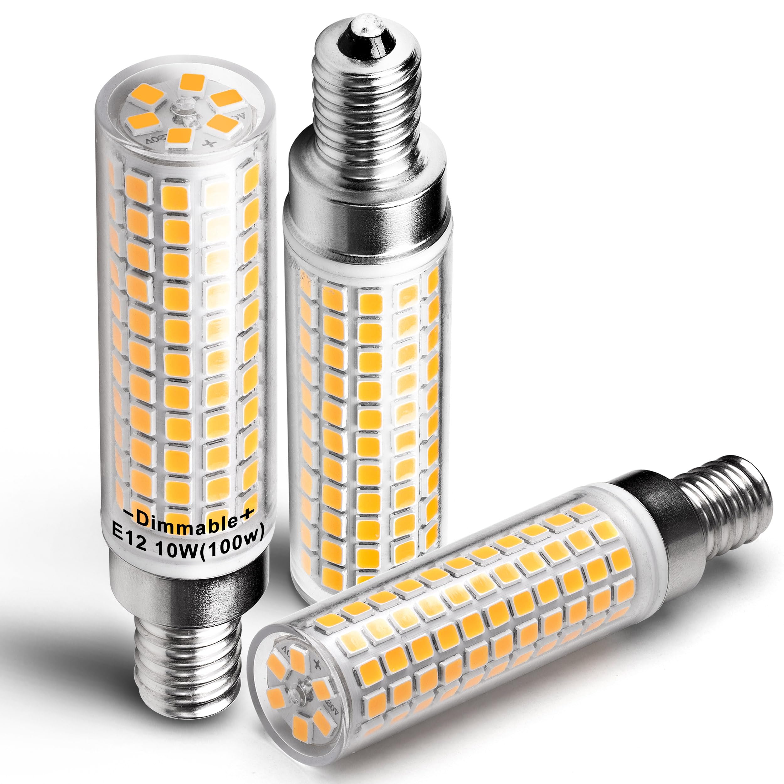 Hylroe E12 Dimmable LED Candelabra Light Bulbs 100 Watt Equivalent 2700K Warm White 1000 Lumen 10W E12 C7 T6 LED Corn Bulbs for Home Decorative