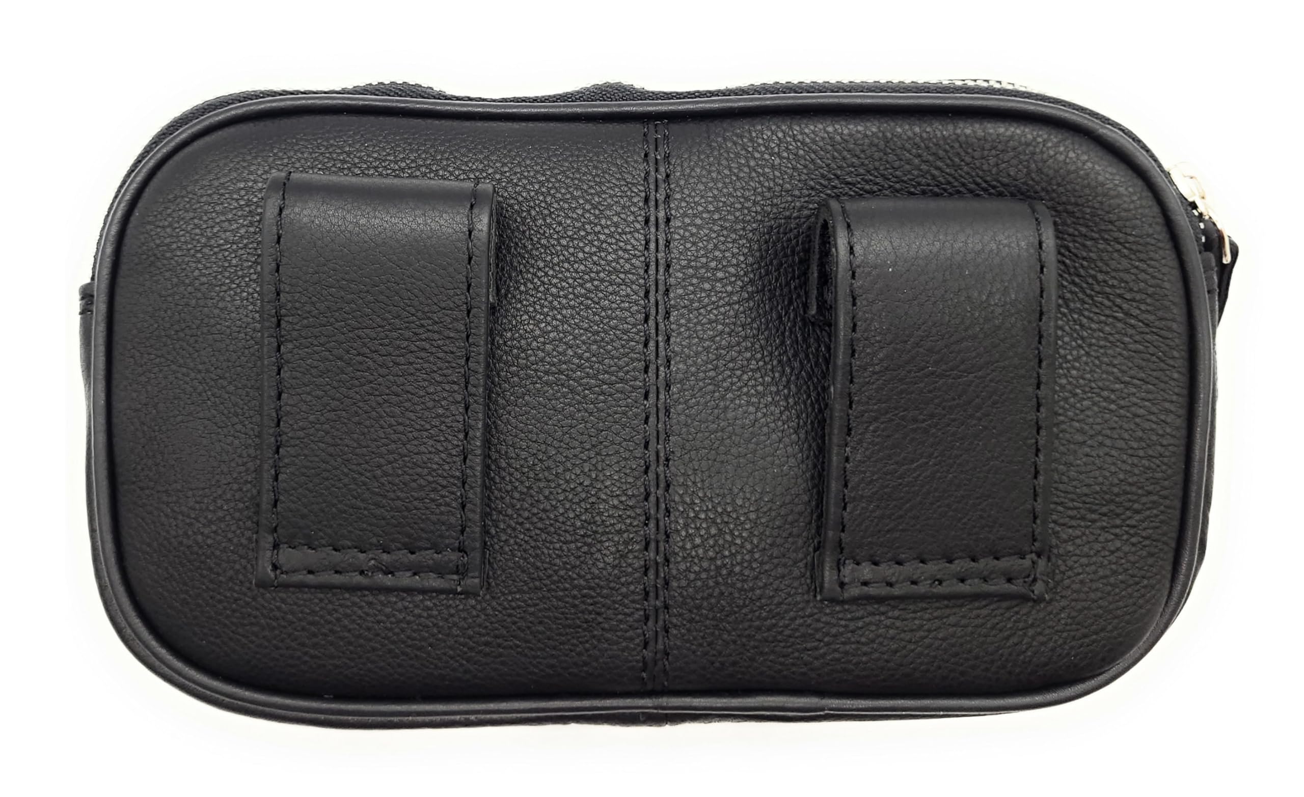 große echt Leder Reißverschluss Gürteltasche Bikertasche Hüfttasche Bauchtasche Rindleder schwarz