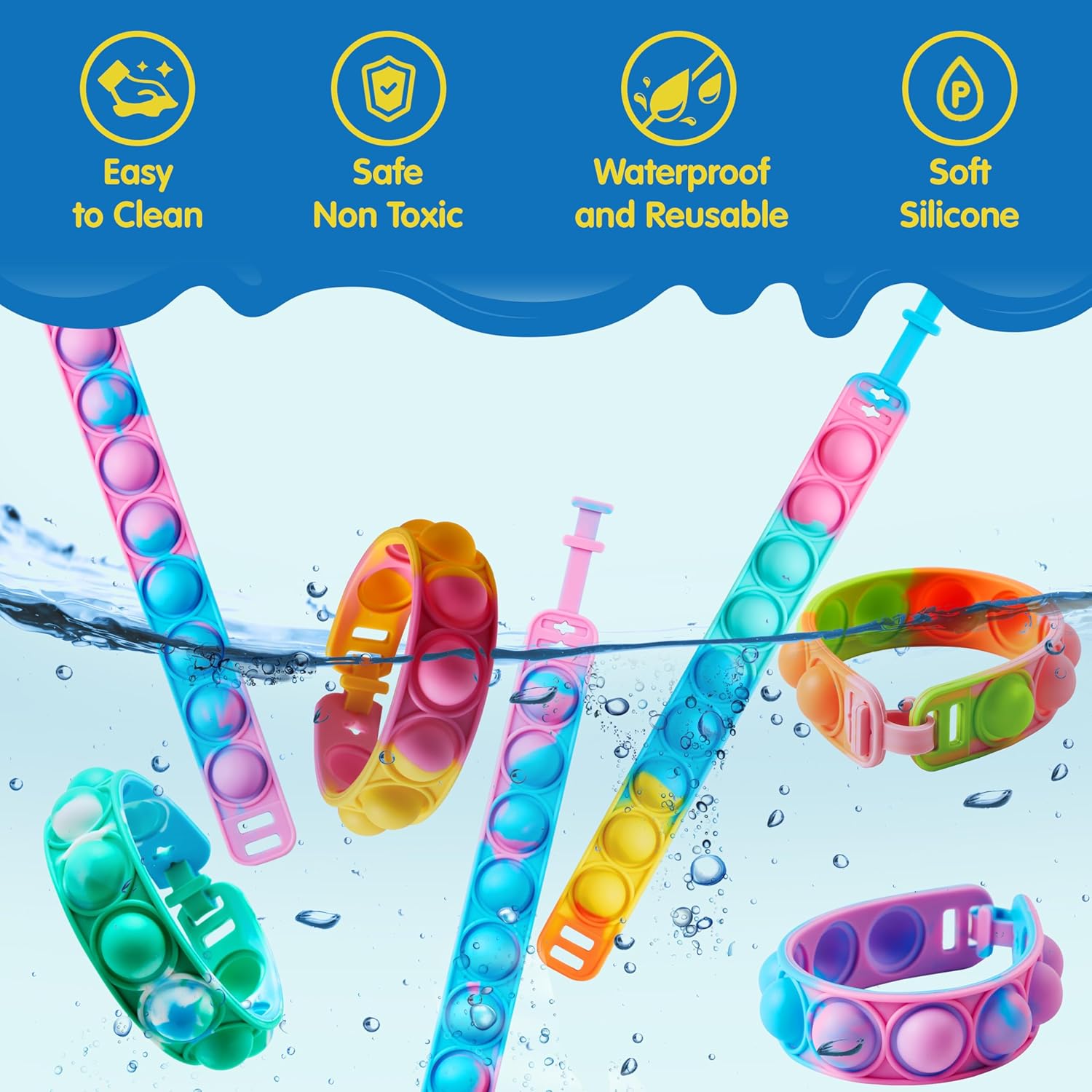 JOYIN Pop Fidget Toys pops Bulk 25 Pack Party Favors for Kids 4-8,8-12 Year, Fidget Bracelets Sensory Toys for Classroom Birthday Carnival Prizes Gifts Goodie Bags Stuffers for Kids image 3 of 8 B0D1489VD7