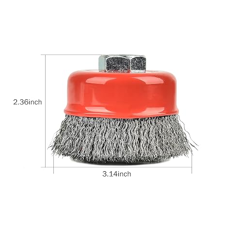 A A IN 4 Pack Wire Cup Brush for Grinders, 3 Inch Crimped Wire Wheel Brush with 5/8-Inch-11 Threaded Arbor,Max RPM 12,500, Light-Duty Conditioning for Metal, Rust Removal, Abrasives