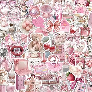 SLAPAFLIFE 200 Pack Coquette Stickers Pink Aesthetic Waterproof Vinyl for Laptops Water Bottles Girls Preppy Decor