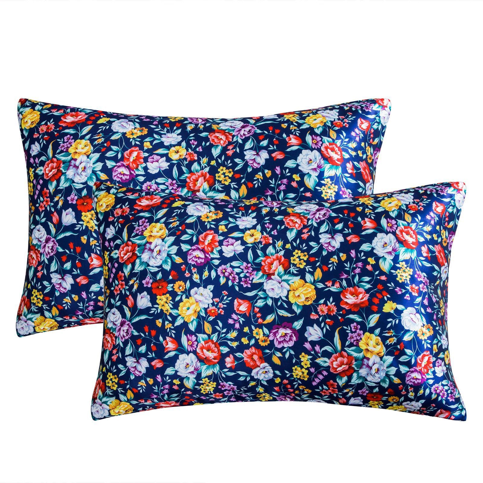 Elnwnnkc Printeds Satins Pillow Covers Set Soft and Silkys Feel Envelope Closure Hypoallergenics and AntiMite Printeds Satins Pillowcases