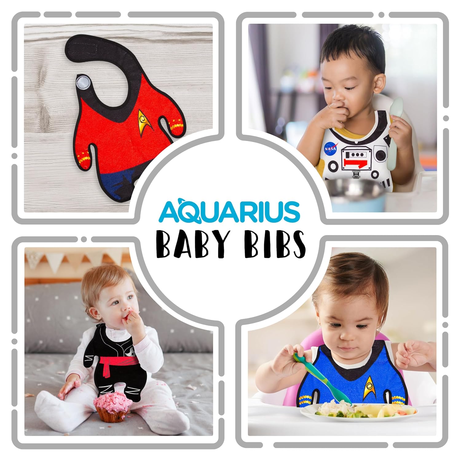 GAMAGO Star Trek Baby Bib for Feeding, Drooling & Teething - Cute Terry Cloth Cover for Newborn Baby Boys & Girls - Officially Licensed Star Trek Merchandise & Collectibles - 6+ Months Old - Unisex