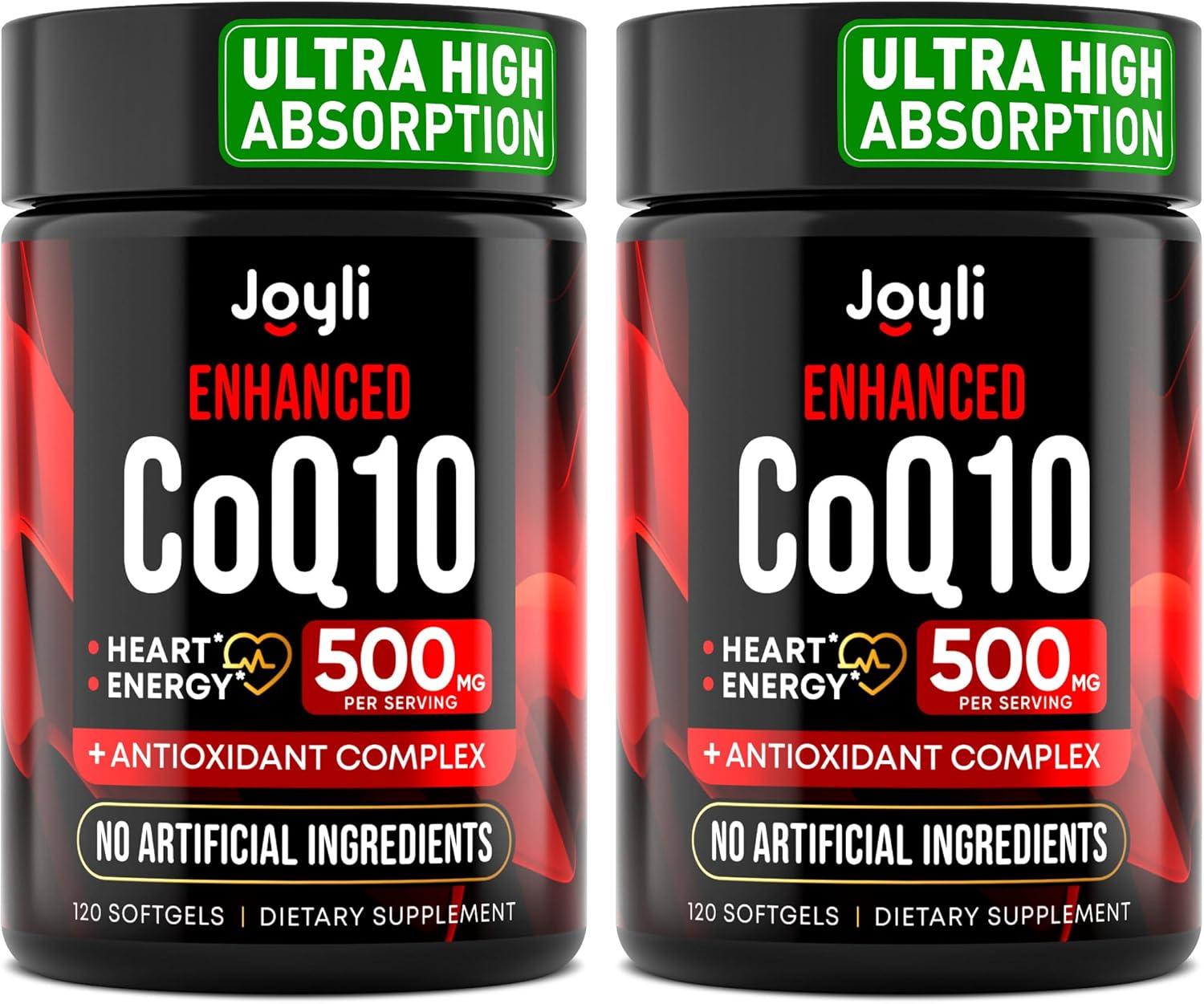 JOYLI Nutrition 2 Pack CoQ10 500mg - High Absorption Coenzyme Q10 Supplement - Co Q 10 for Energy & Vitality - Alternative to CoQ10 400mg & 300mg - 240 Softgels