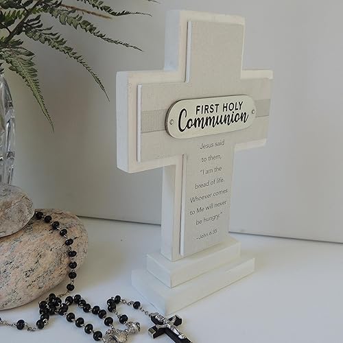 Miniatura 8 de Abbey + CA Gift Cruz de pie de madera, regalo para cristianos y católicos, 7 pulgadas (bautismo)