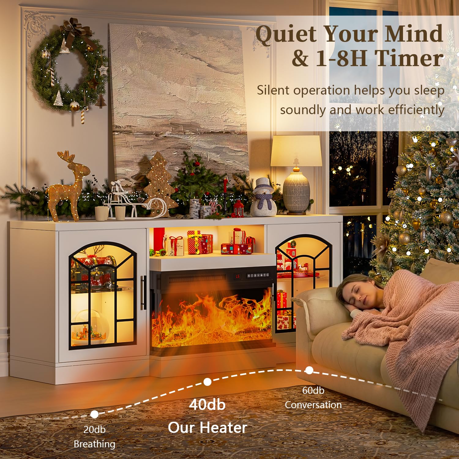 The Best Electric Fireplace TV Stands (2026) 2 Waleaf 60' Fireplace TV Stand with 3-Sided Glass Fireplace, Farmhouse Entertainm — product photo