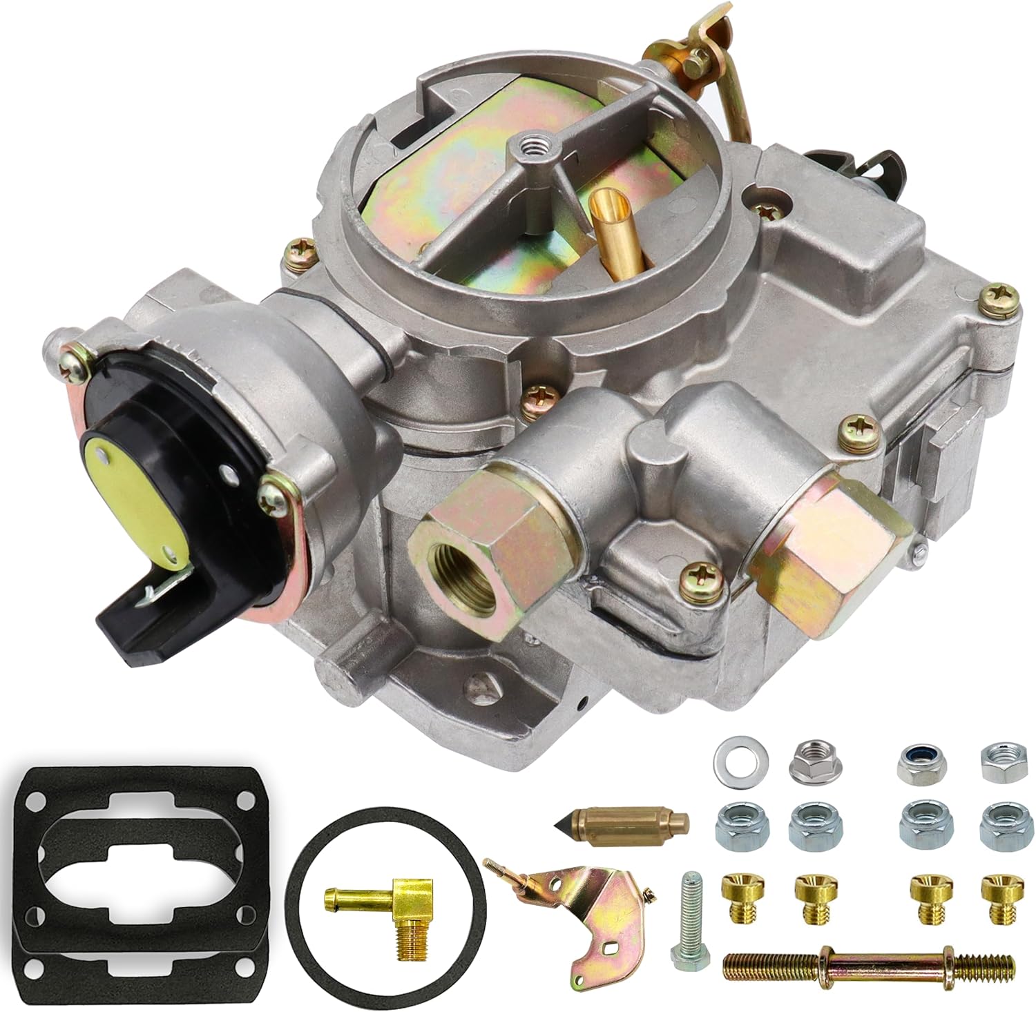 Marine Carburetor for Mercruiser 3.0L 2.5L 2 Barrel Carburetor Mercarb fits for Mercury 4 CYL Engines with Jets Short Linkage Gaskets Electric choke 3310-864940A01 Base Bolt Pattern 3 3/4 X 2 inches