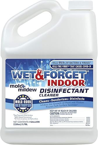 Wet & Forget Indoor Mold and Mildew All-Purpose Cleaner Deodorizes, Disinfects, Kills 99.9% of Bacteria and Viruses, Refill, 128 Fl. Oz.