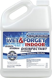 Wet & Forget Indoor Mold and Mildew All-Purpose Cleaner Deodorizes, Disinfects, Kills 99.9% of Bacteria and Viruses, Refill, 128 Fl. Oz.