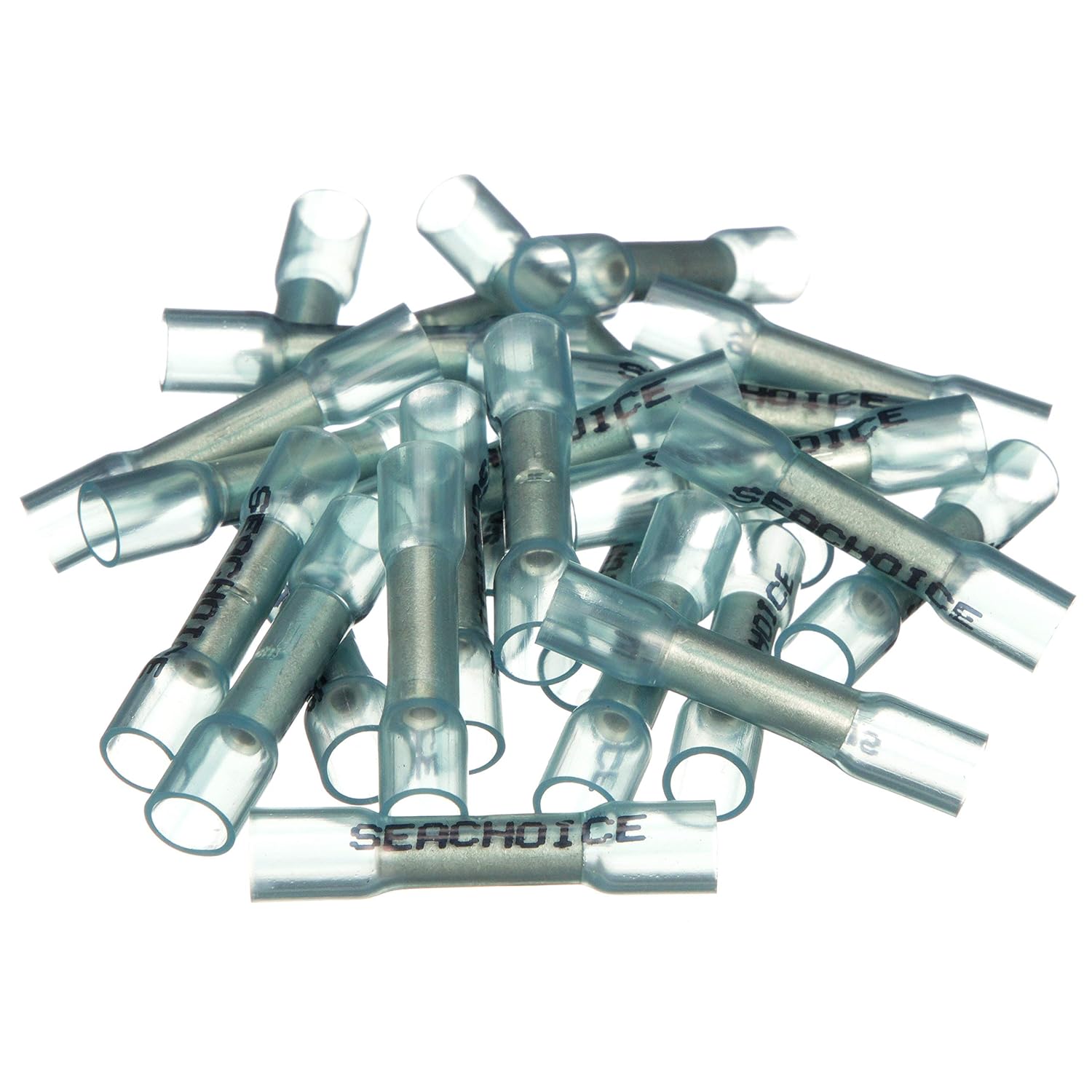 Seachoice Marine Grade Heat Shrink Butt Connector, Fits 16-14 Wire Range, Blue, Pack of 100