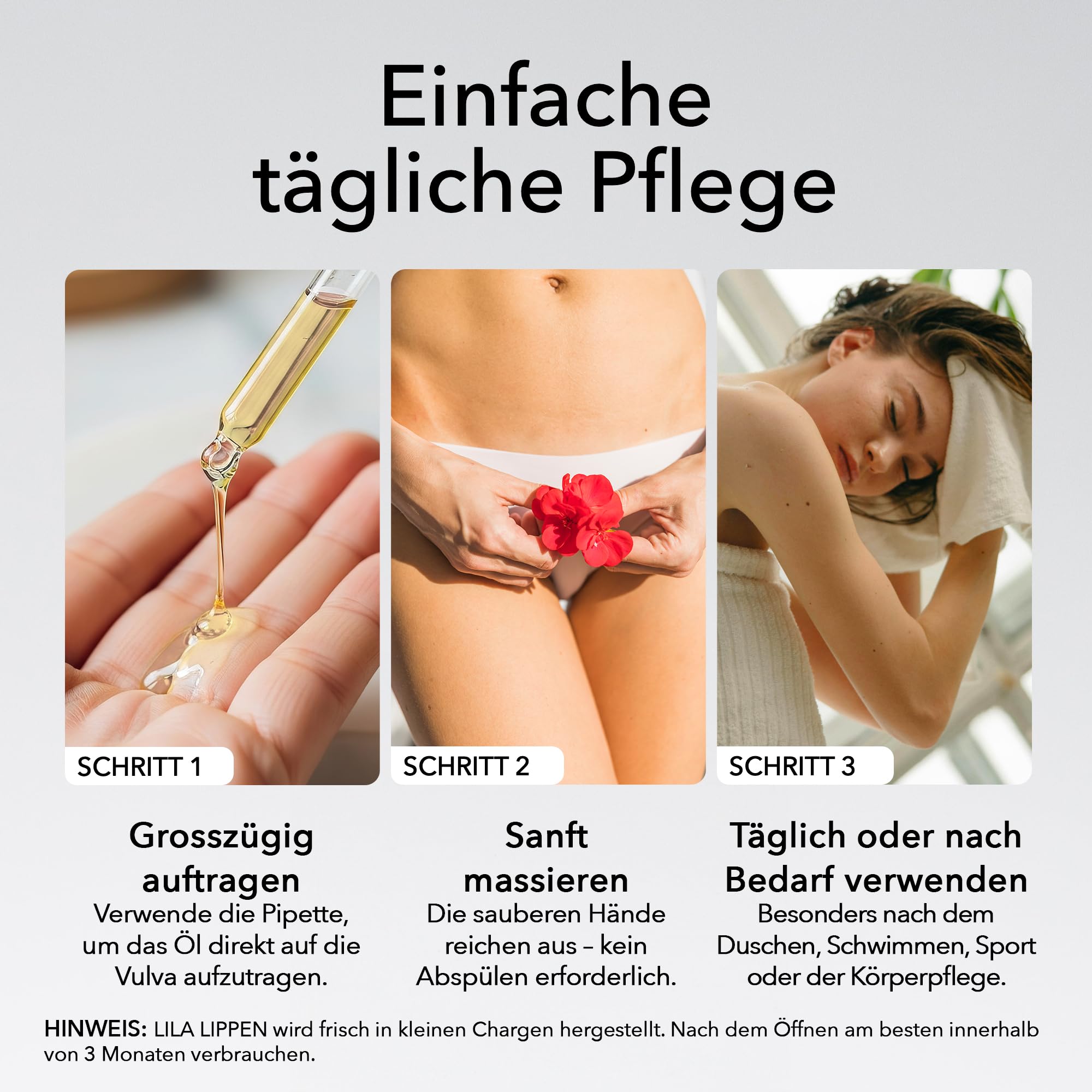 PERIOD Lila Lippen Vulvaöl für Vagina – Sanfte tägliche Feuchtigkeitspflege und beruhigende Linderung bei Trockenheit, Reizungen und pH-Balance – Intimpflege auf Pflanzenbasis mit 11 Bio-Ölen (20 ml)
