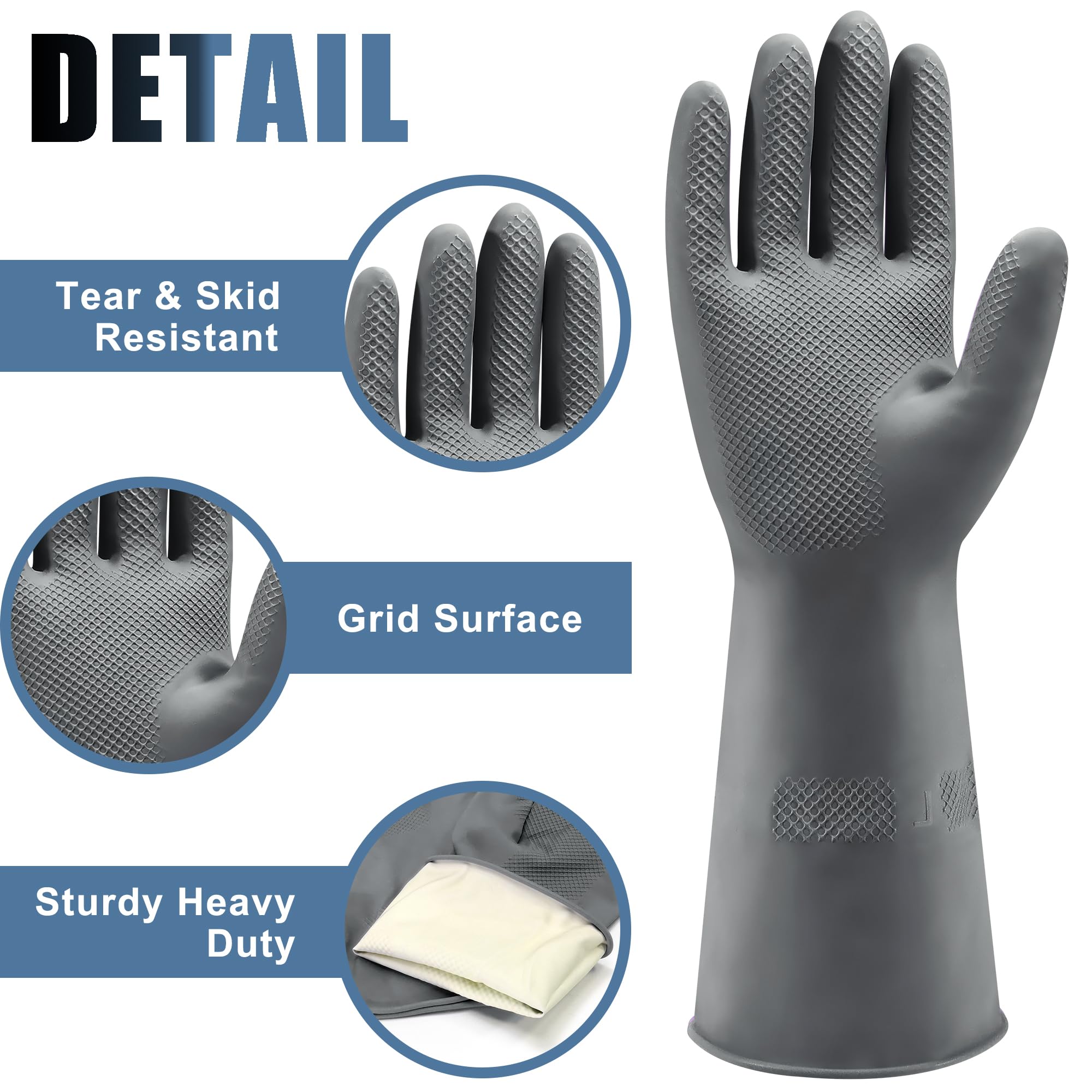 ZaoKing Heavy Duty Rubber Gloves,Durable Kitchen Gloves with Non-slip Grip,Car Washing Gloves Suitable for Dish Washing,Household Cleaning,Gardening,Medium - Image 3