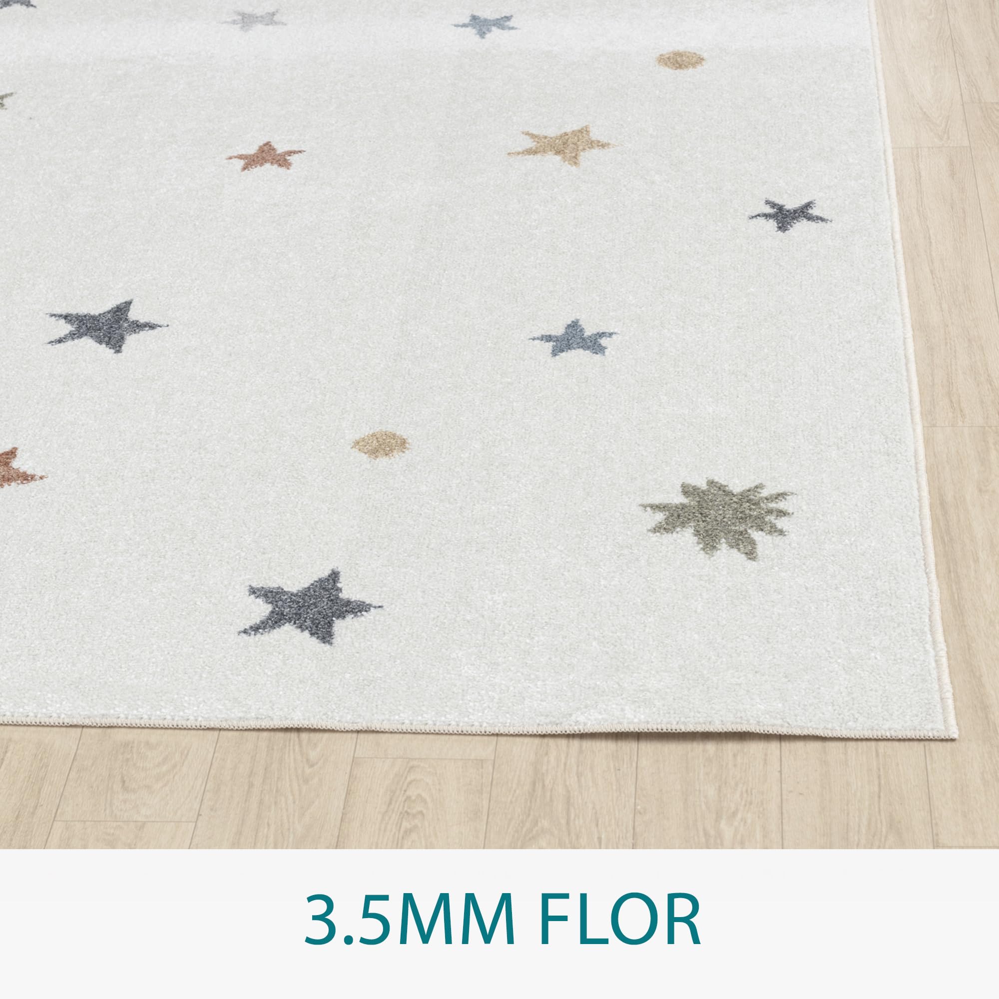 Livabliss Stelle Tappeto Bambini Tappeto Bambino Cameretta, Asilo o Sala Giochi, Tappeti per l'area della stanza dei Bambini, Accessori per Camera da Letto dei Bebè, Crema 120x170 cm