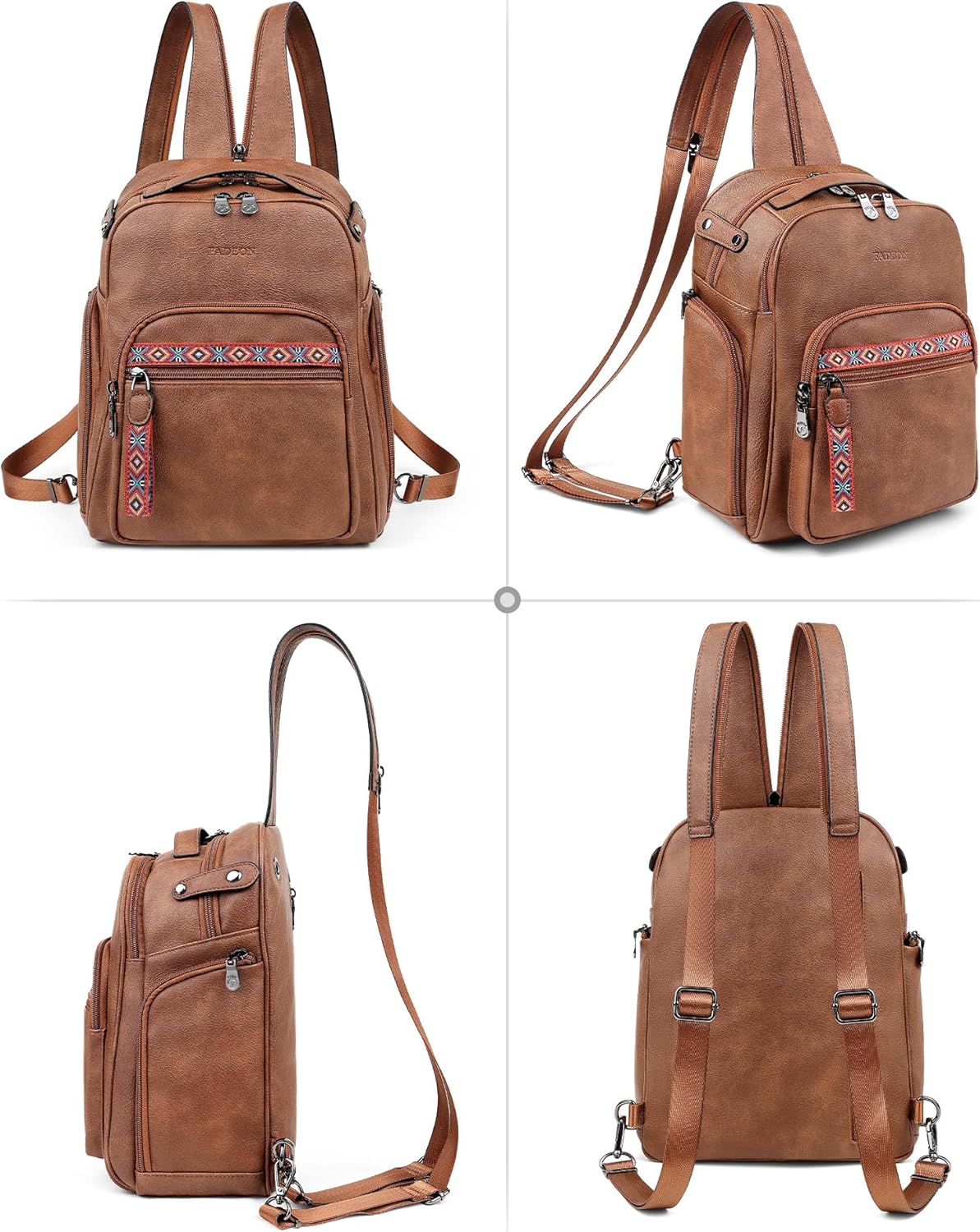 FADEON Large Sling Bag for Women, Designer Leather Crossbody Purse Convertible Sling Backpack, Anti Theft Daypack for Travel - Image 8