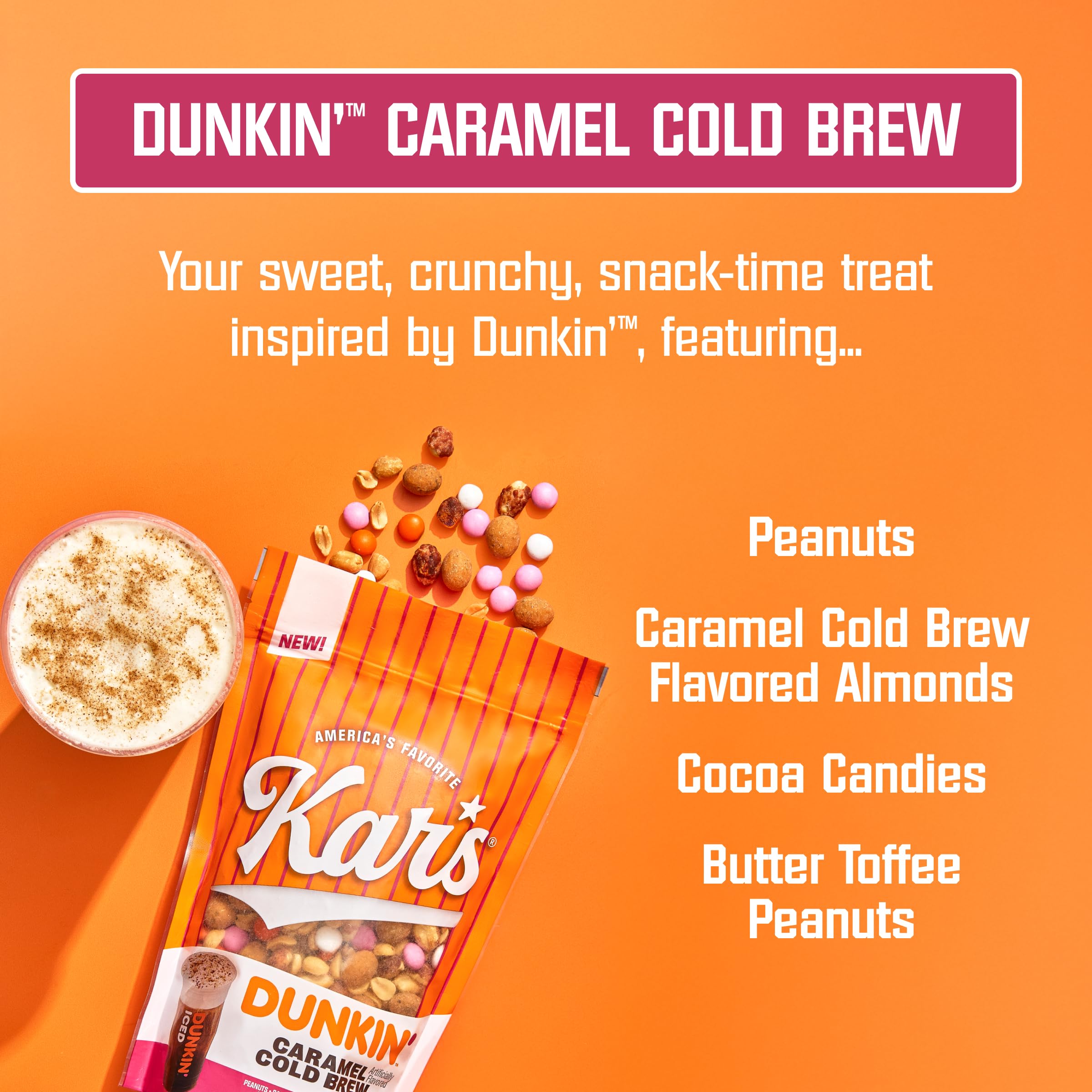 Kar’s Nuts Dunkin’ Frosted Donut with Sprinkles Mixed Nuts – Sweet Candy-Coated Nuts Mix, 5oz Grab & Go Bags (Pack of 12) – Trail Mix Sweet Snacks for Adults & Kids: Caramel Cold Brew 20 Ounce (Pack of 6)