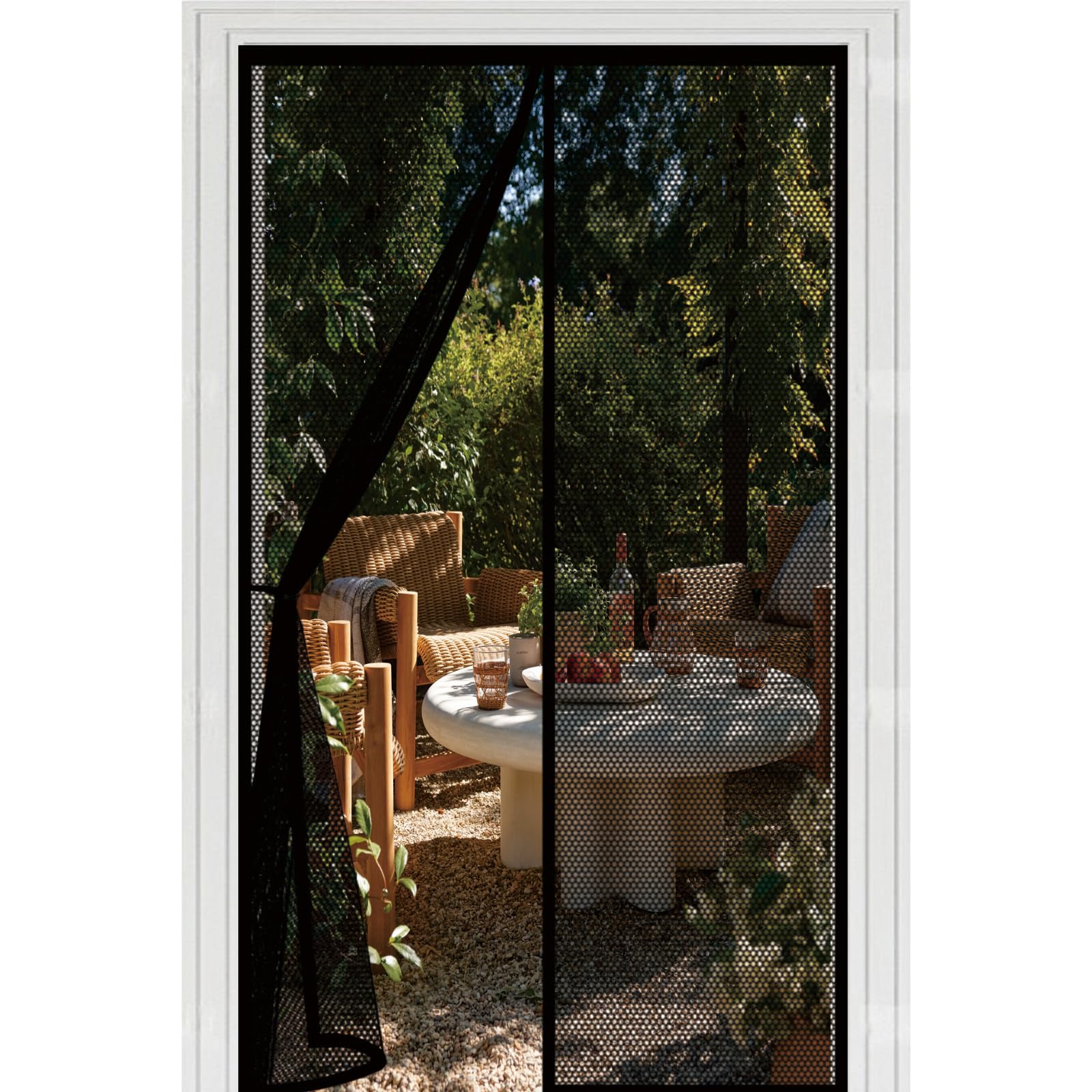 Liuyanyan Black Insect Protection Door 135 X 193 Cm With Powerful Magnets Automatically Closes And Magic Tape, Install Without, Keep Bugs Out, Screen Doors With Magnets For Patio Door,