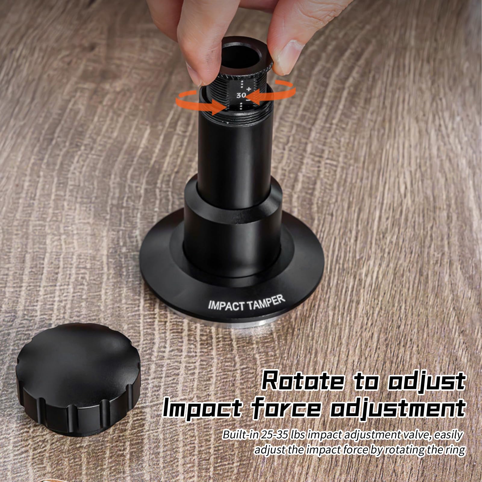 Coffee Hand Tamper 25-35 libras, presión ajustable, sistema de 4 resortes, desmontable, acero inoxidable 304