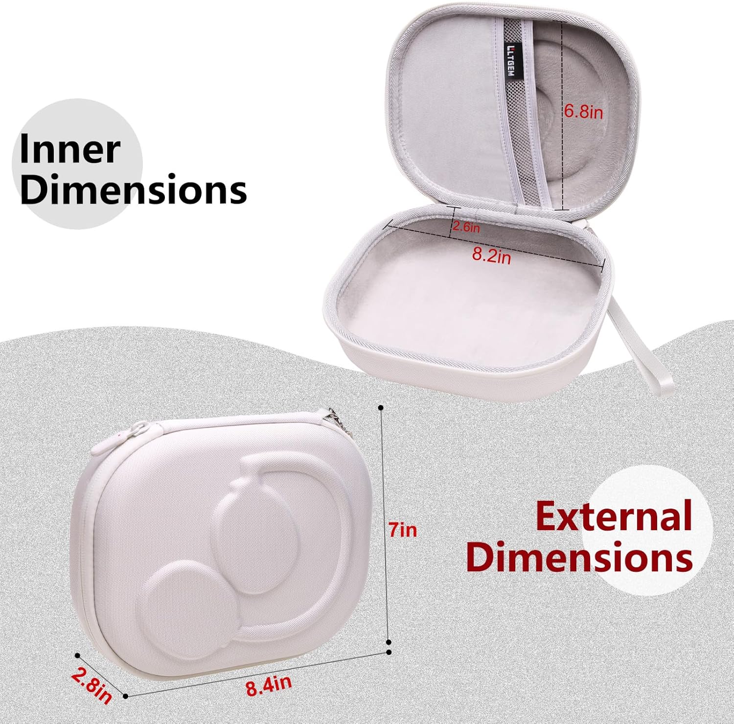 LTGEM EVA Hard Case for JBL Live 770NC/660NC/650BT/460NC/670NC/400BT/500BT and JBL Tune 770NC/710BT/720BT/760NC/700BT/750BT/510BT/660NC/520BT/500/Tour One/E45BT Bluetooth Wireless Headphone(White) - Image 4