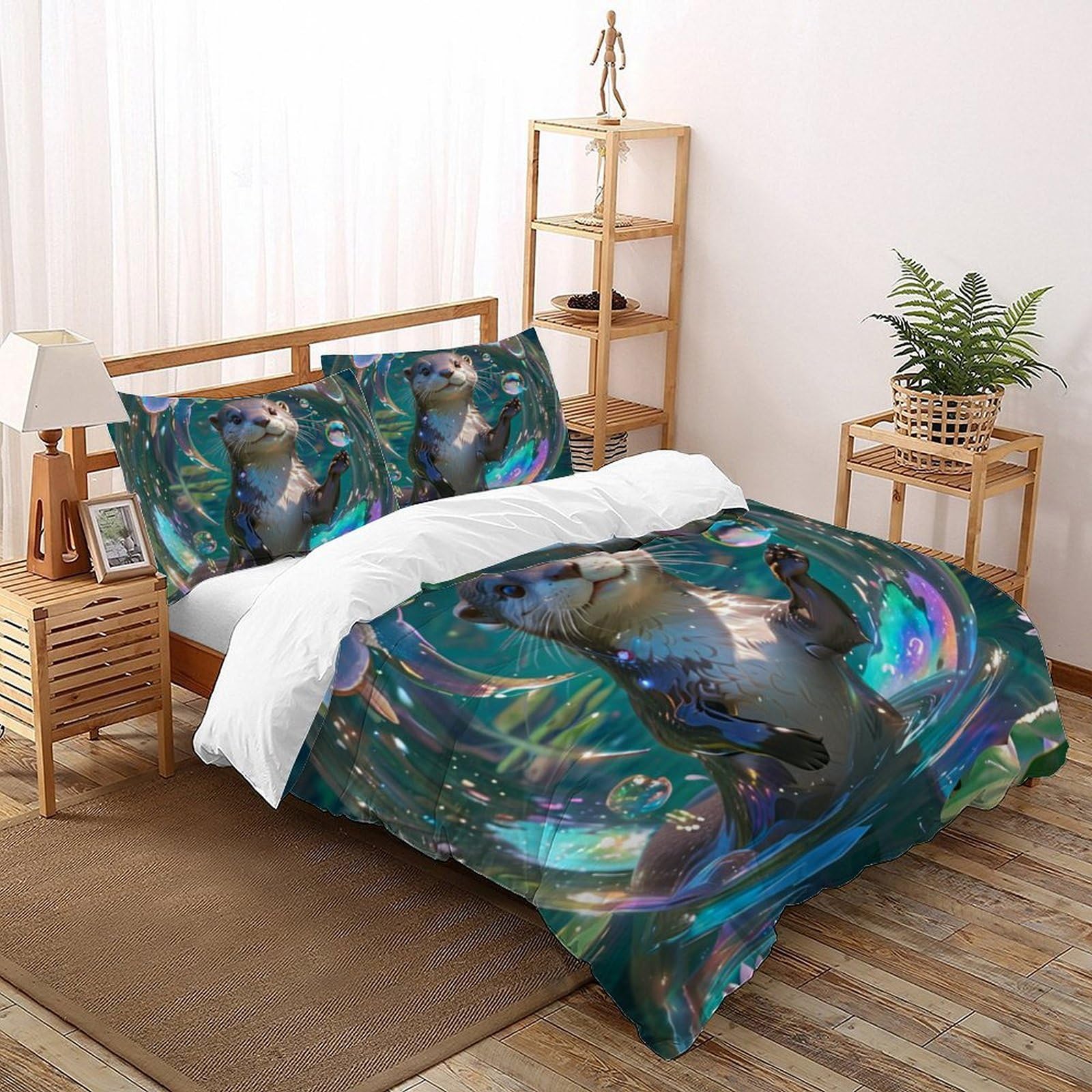 Housse de couette 3D douce et facile d'entretien pour grand lit