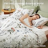 Vista 2 de Bedsure Juego de edredón tamaño individual/individual XL, juego de edredón individual extra largo, lindo juego de ropa de cama floral