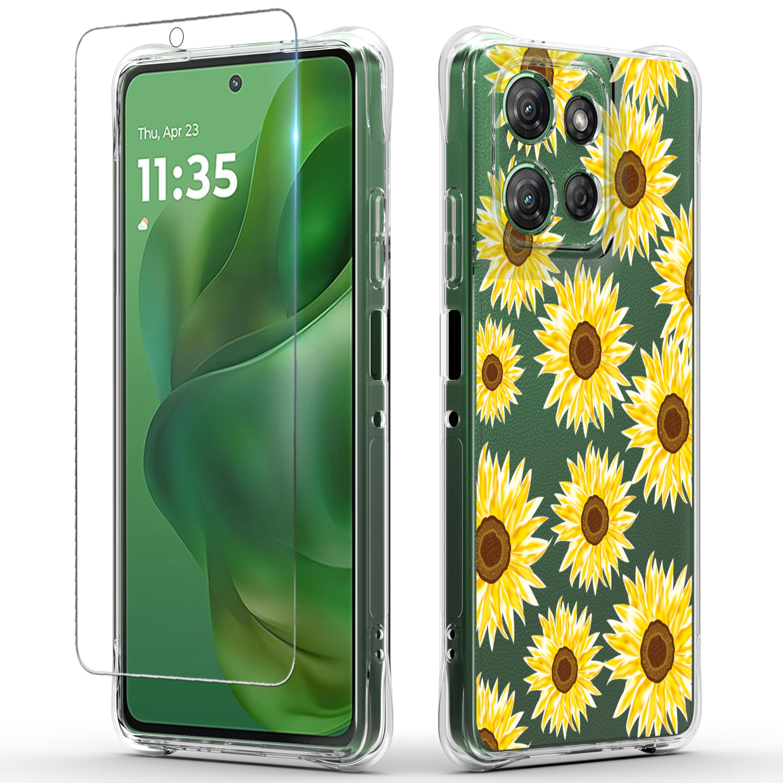 for Moto G Power 2025 Case: Clear Women Girls Boys with Screen Protector Reinforced Corners TPU Shock-Absorption Flexible Phone Cover for Moto G Power