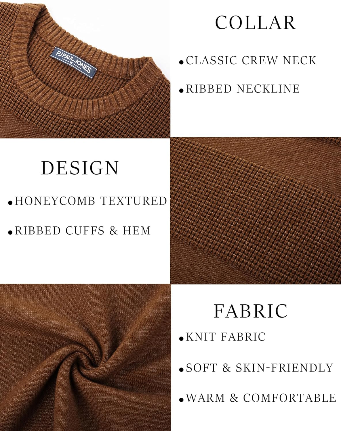 PJ PAUL JONES Mens Sweater Casual Crew Neck Pullover Textured Knit Sweaters - Image 5