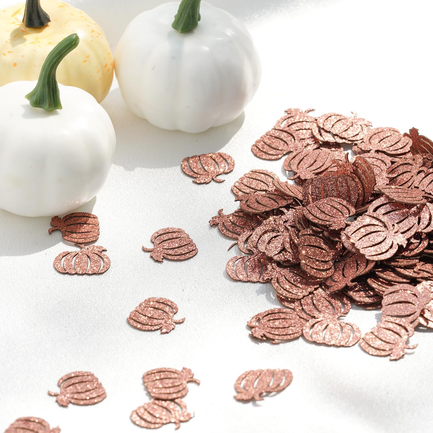Little Pumpkin Confetti, Thanksgiving Party Decorations for Table, Pumpkin Baby Shower Thanksgiving Autumn Fall Wedding Party Supplies, Rose Gold Glitter 200PCS