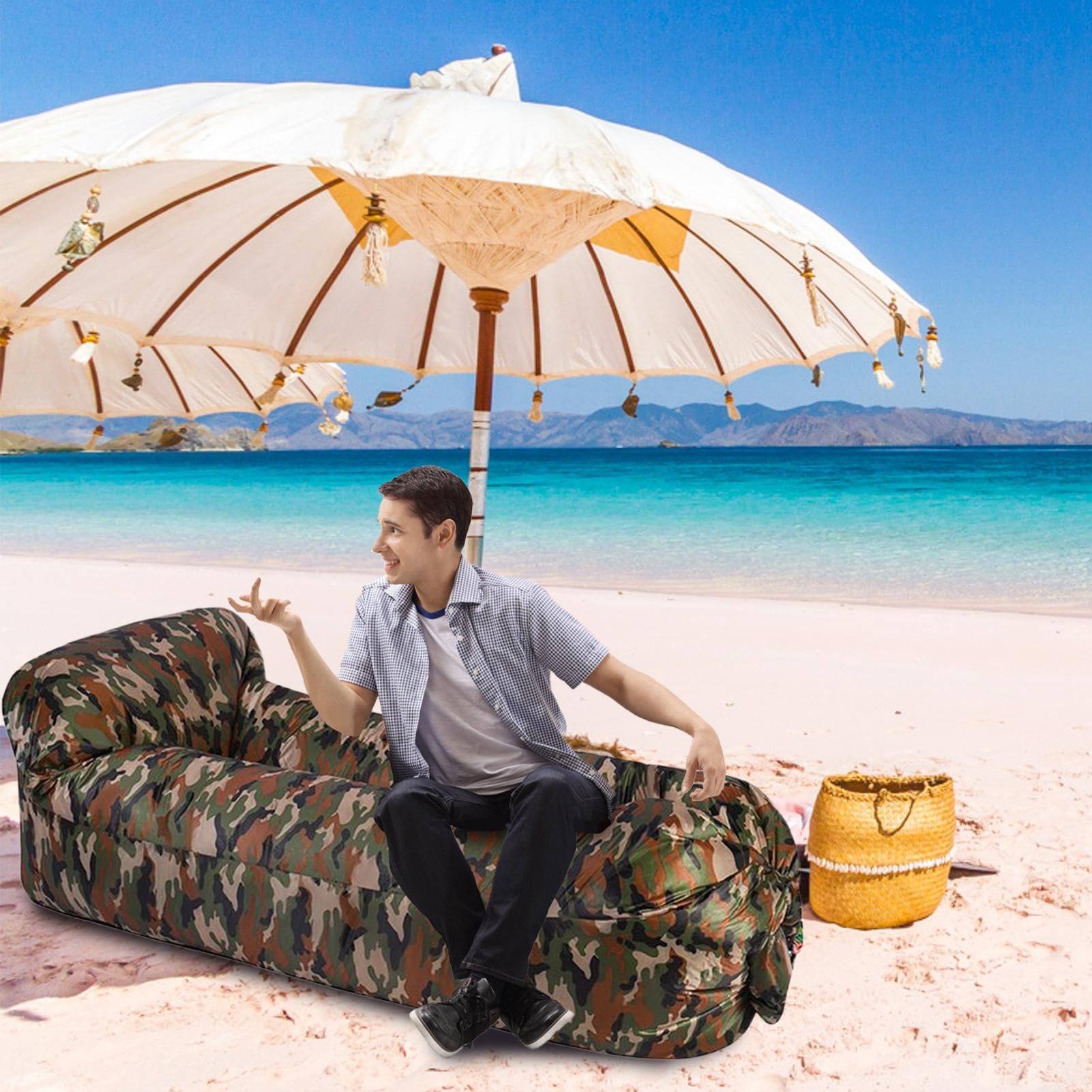 Poltrona gonfiabile – Divano gonfiabile per all'aperto, anti perdite d'aria con design impermeabile, attrezzatura da campeggio, escursionismo, festival di musica, spiaggia