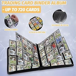 Trading Card Binder 12 Pocket, GERMUN PU Cover Card Binder for 720 Cards, Premium Trading Card Holder Folders, Double Sided Pocket Card Album for MTG, TCG (Carbon Black)