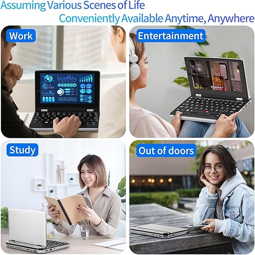 Miniatura 8 de Mini portátil ultraligero con pantalla táctil de 7 pulgadas, 12 GB DDR4, Intel Celeron J4105 (hasta 2.5 GHz), Windows 11Pro, WiFi, USB3.0, MiniHDMI,