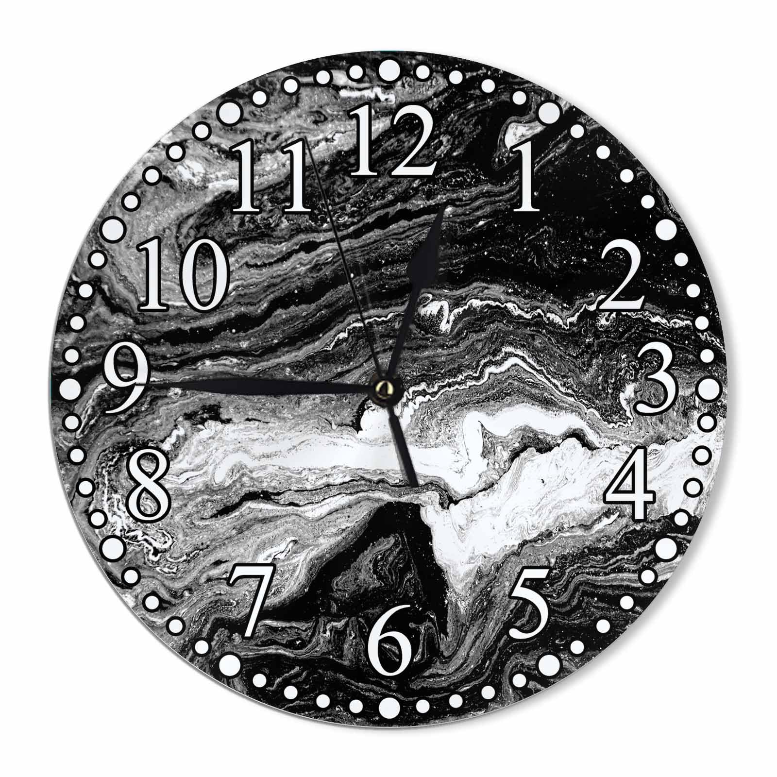 Horloge murale en acrylique effet marbre 25cm silencieuse pour salon