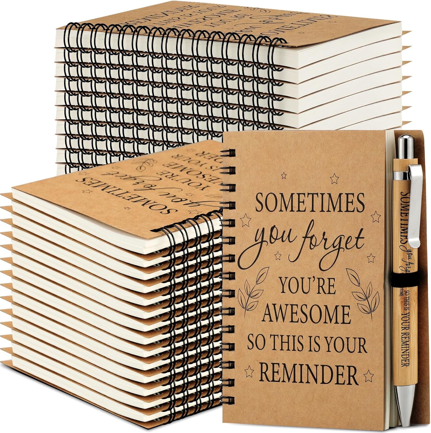 Yeaqee 100 Pcs Inspirational Gifts Set Include 50 Spiral Notebooks 50 Pens May You Be Proud of The Work You Do Motivational Thanks Gifts for Coworker Teachers Back to School(Motivational Style)