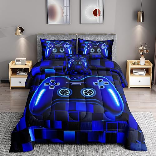 Miniatura 5 de ROWADALO DJT-FX552-Queen - Juego de ropa de cama en una bolsa de 6 piezas para niños y adultos, juego de edredón de tamaño Queen con sábana encimera