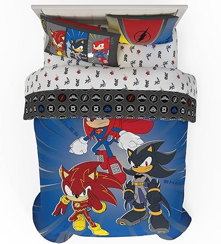 Miniatura 52 de Franco - Juego de ropa de cama coleccionable Nintendo Donkey Kong, 5 piezas, edredón reversible supersuave y juego de sábanas con funda, tamaño Rojo