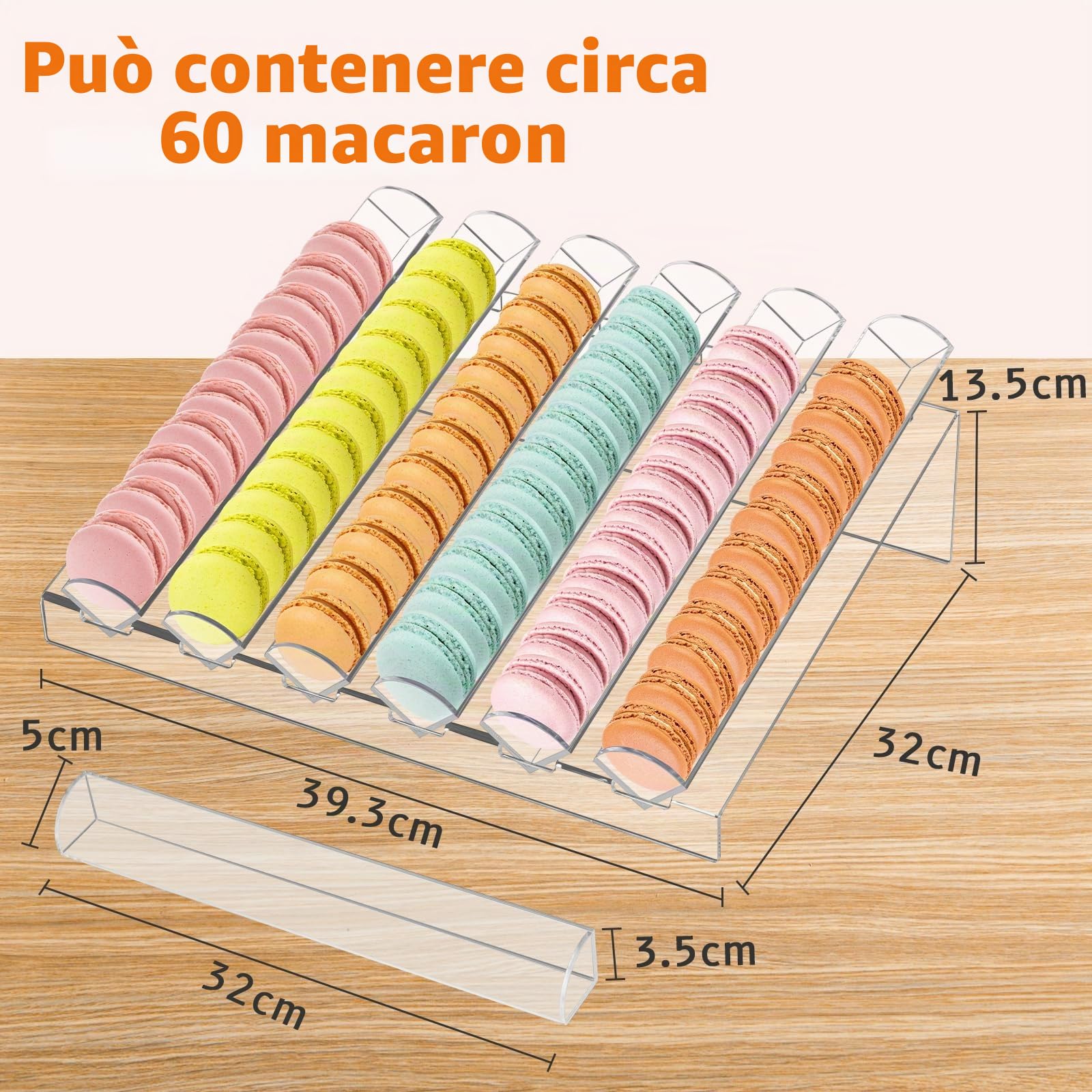 BAOSHISHAN Macaron Cookie Display Stand Vassoio acrilico per Macaron con 6 slot vassoio chiaro Cracker per il partito matrimonio panetteria negozio di dolci