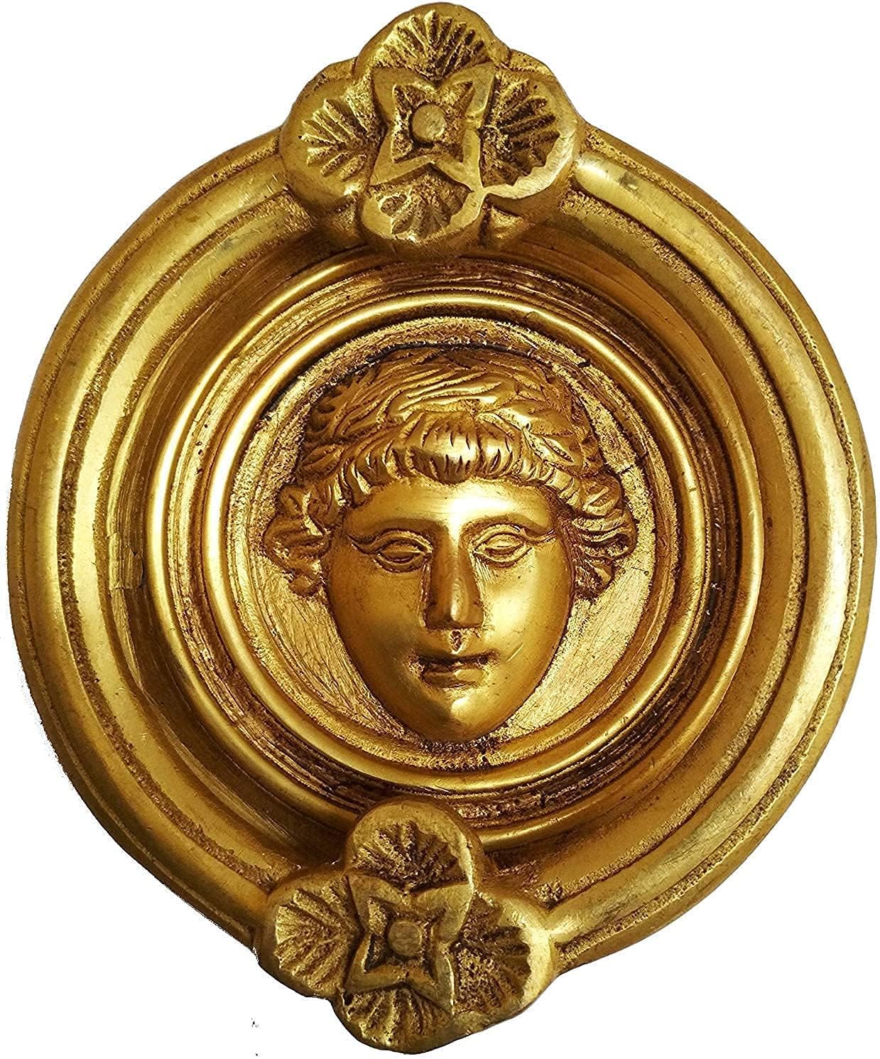 PARIJAT HANDICRAFT Door Knocker Brass Door Knocker Drawer Pull Ring Handle knob Hardware Roman King-Golden