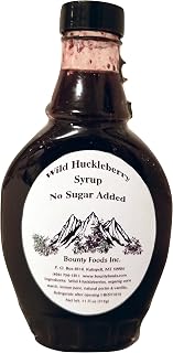 Montana Huckleberry Syrup No Sugar - Added 11 oz Real Fruit Grown & Hand Picked in the Wild from Bounty Foods for Coffee - Breakfast - Toppings - Pancakes - Cocktails - Gluten-Free (Hk NS 11oz)