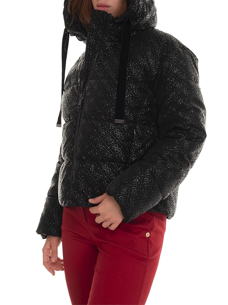 GUESS 4G Logo W3BL22WFQU0 Short Quilted Hooded Comforter