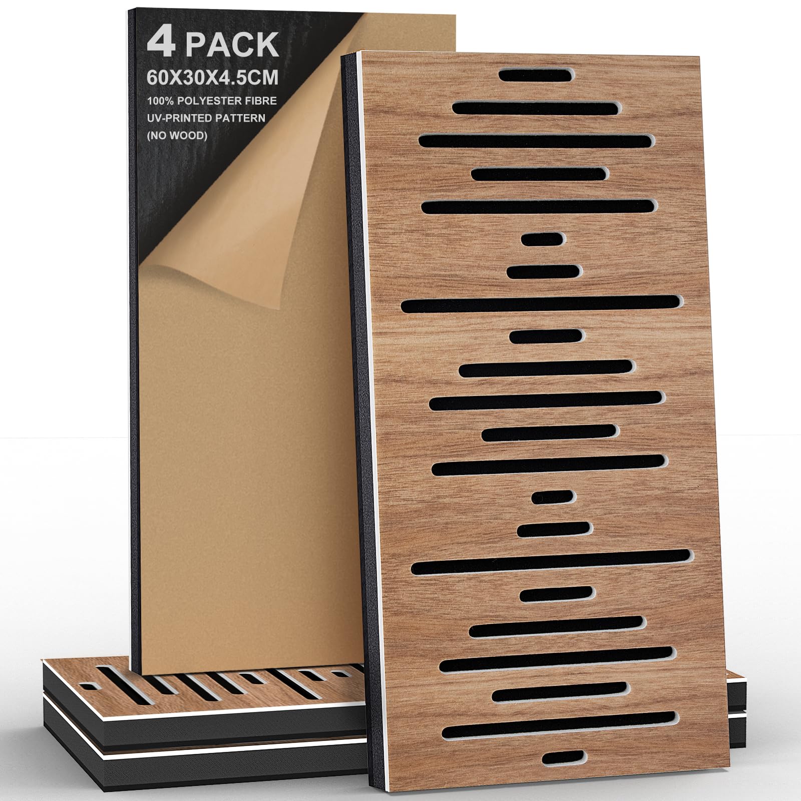 DHOME Set Van 8 Milieuvriendelijke Wollen Gestoffeerde Panelen Zelfklevende Akoestische Wandpanelen Absorberende Bescherming Lichtbruin 50x40cm X8