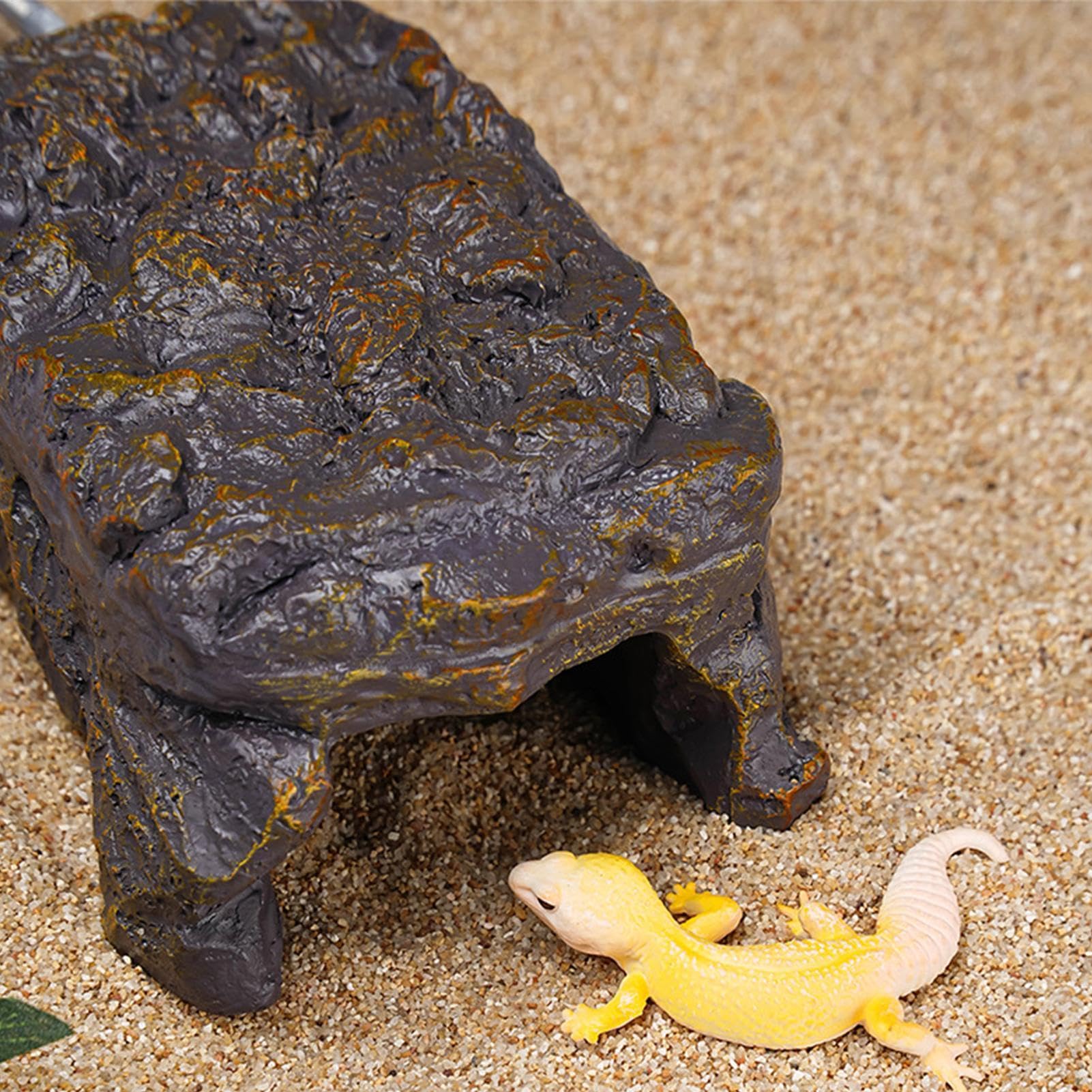 Heizfelsen für Reptilien – Simulationsstein aus Kunstharz mit beheizter Eidechsenszene für Reptilien | Haut und Höhle für Reptilien, Tankzubehör, Wohndekoration für