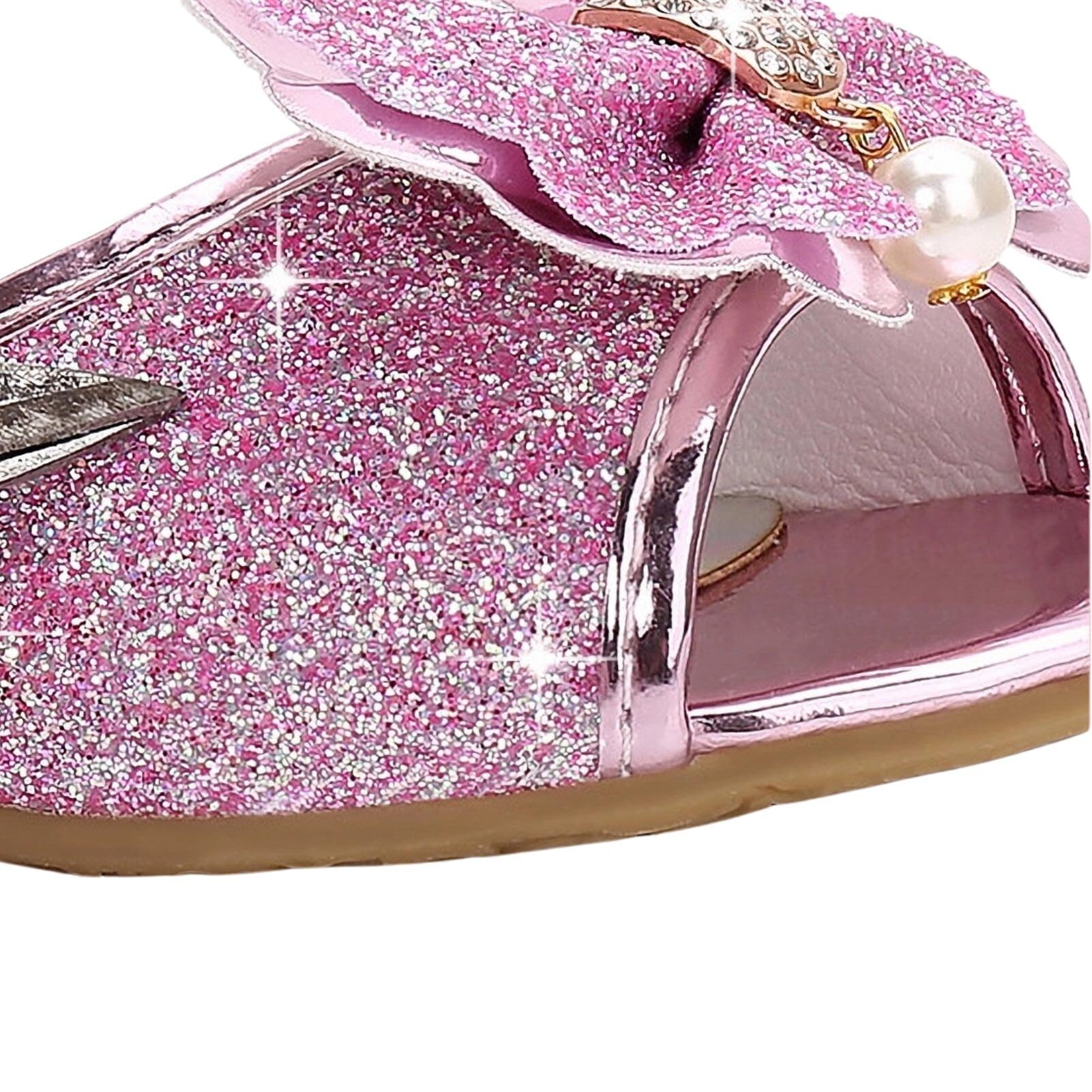 Chaussures de Princesse Brillantes pour Filles, Basket Mary Jane à Talons Bas, Sandales élégantes à Scratch